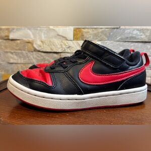 Youth Sz 1 Nike Court Borough Low 2 Red Black Sneakers Shoes